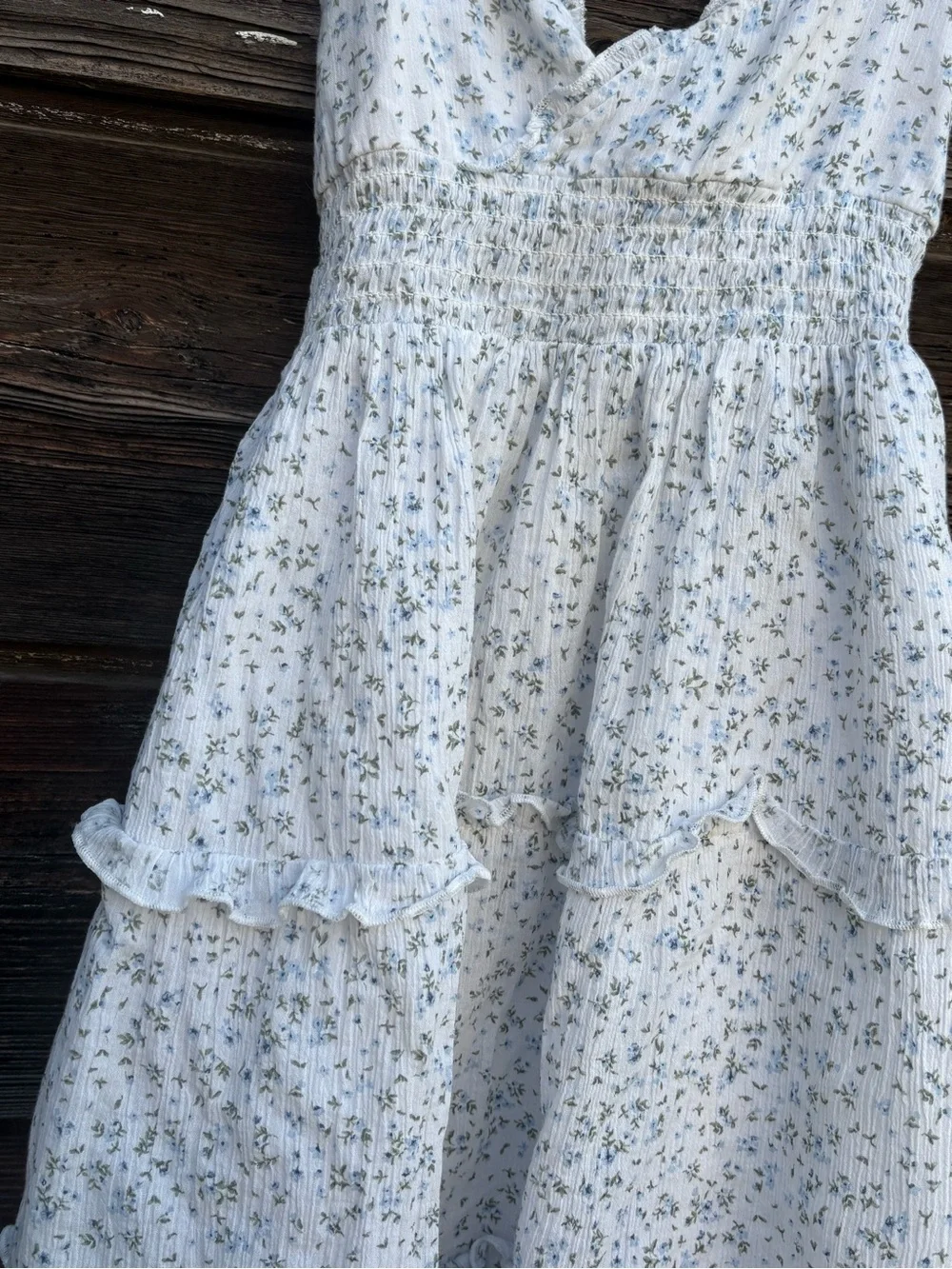 H&M White Sundress with Blue Floral Print